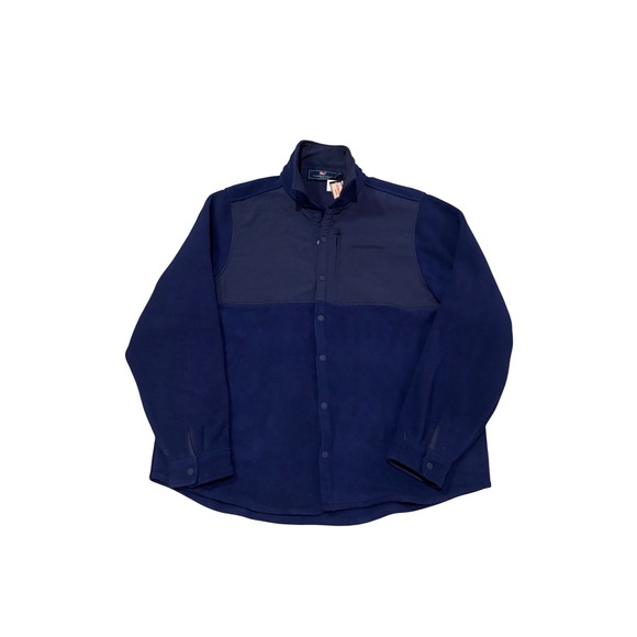 NWT Vineyard Vines Mens Fleece Snap Button Up Shirt Jacket Navy Blue Size XL - Picture 1 of 8